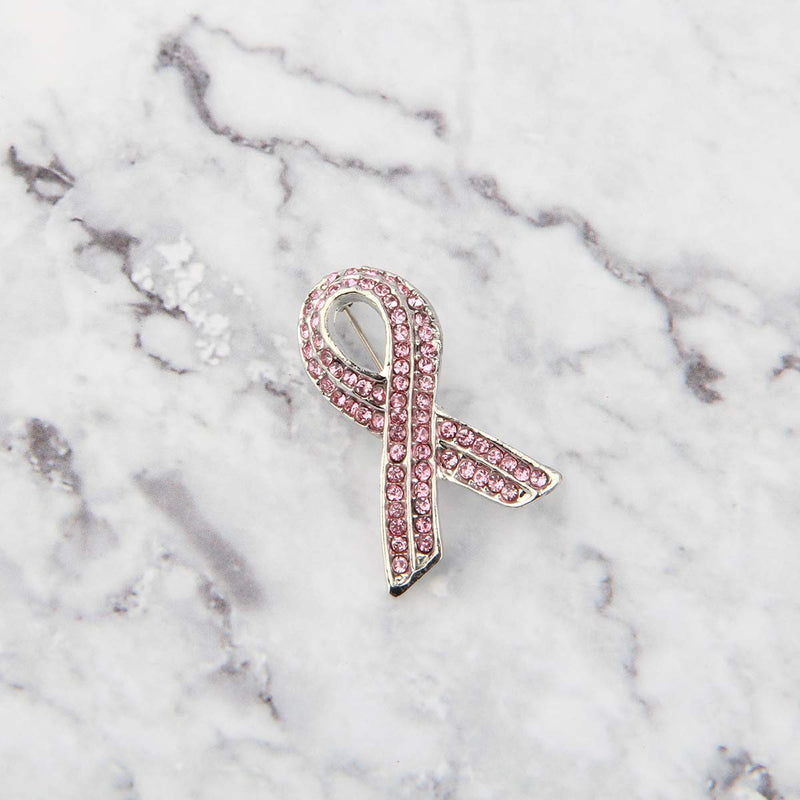 [Australia] - Gzrlyf Breast Cancer Awareness Pins Ribbon Pink Rhinestone Brooch Jewelry Ribbon Brooch 