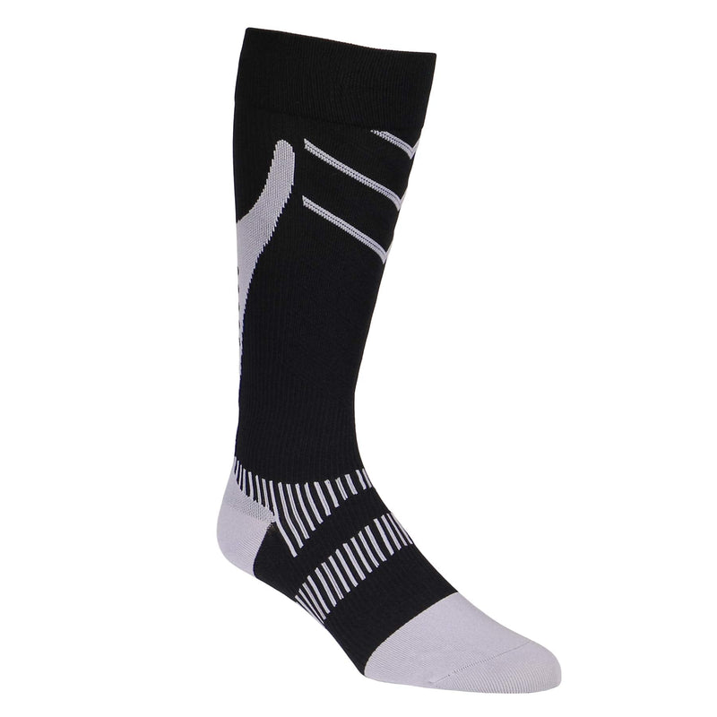 [Australia] - NuVein Compression Socks, 15-20 mmHg Support for Athletic Performance and Medical Recovery, Knee High, Closed Toe, Silver on Black, Large 