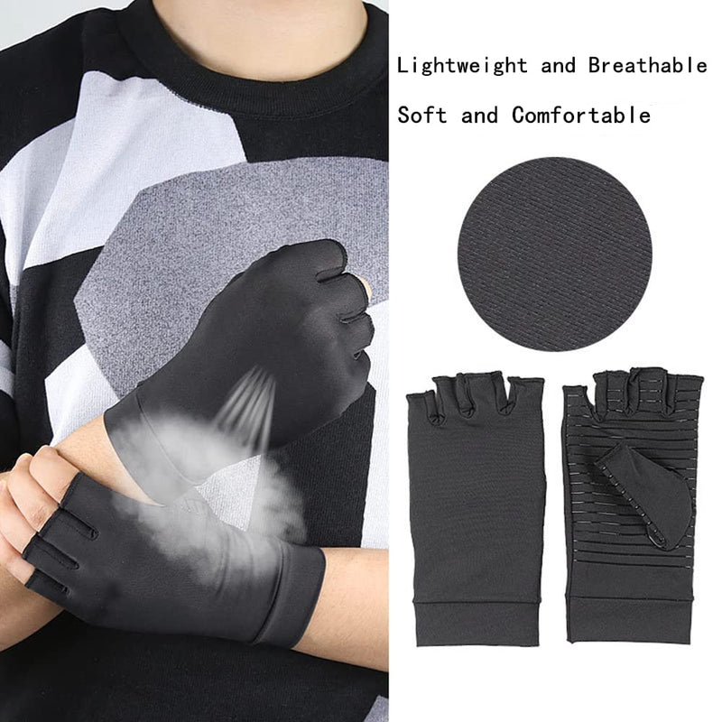 [Australia] - Copper Arthritis Compression Gloves Hands Arthritis Gloves for Pain Relief Swelling Copper Carpal Tunnel Glove Fingerless Medium 
