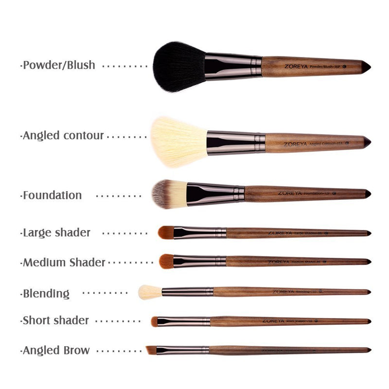 [Australia] - ZOREYA Makeup Brush Sets ,15pcs Unique Walnut Makeup Brushes with Nobility,Professional Premium Synthetic Foundation Powder Concealers Eye Shadows Makeup brushes Set with Perfect Vegan Leather Bag A-Walnut 