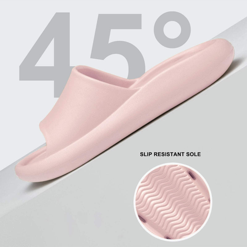[Australia] - Heflashor Pillow Slippers for Women,Massage Non Slip Foam Slippers,EVA Quick Drying Open Toe Shower Sandals for Bathroom,Lightweight Soft Platform Pillow Slippers for Spa Pool Gym 5.5-6 Light Pink 