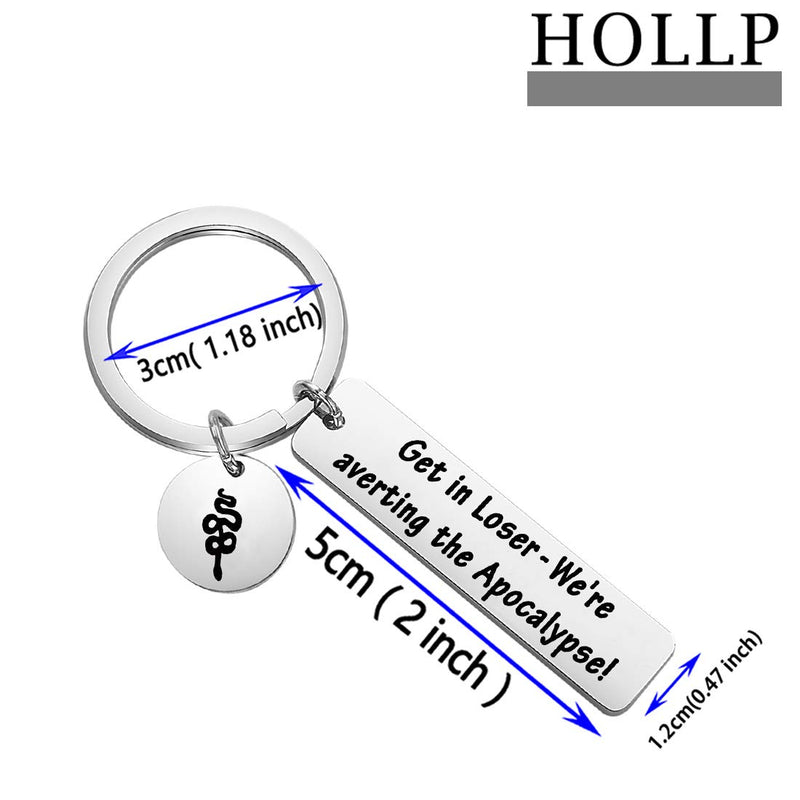 [Australia] - HOLLP Good Omens Gift Get in Loser We're Averting The Apocalypse Keychain Aziraphale and Crowley Gift for Good Omens Fans 