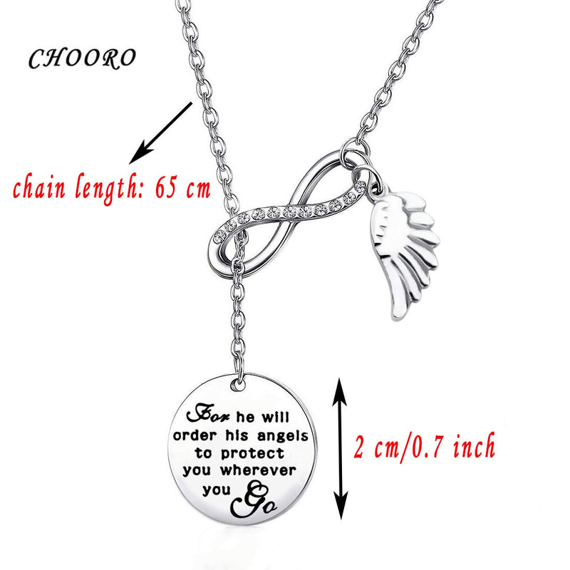 [Australia] - CHOORO Bible Verse Keychain for He Will Order His Angels to Protect You Wherever You Go Religious Jewelry Christian Gift (for he Will Order yn) 