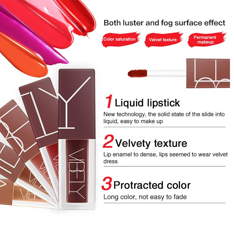 [Australia] - Kisshine Matte Liquid Lipsticks Set 5 Color Daily Long Lasting Non Fading Lipsgloss Set Lips Cosmetics Makeup Gift for Women and Girls (6-Red) 6-Red 