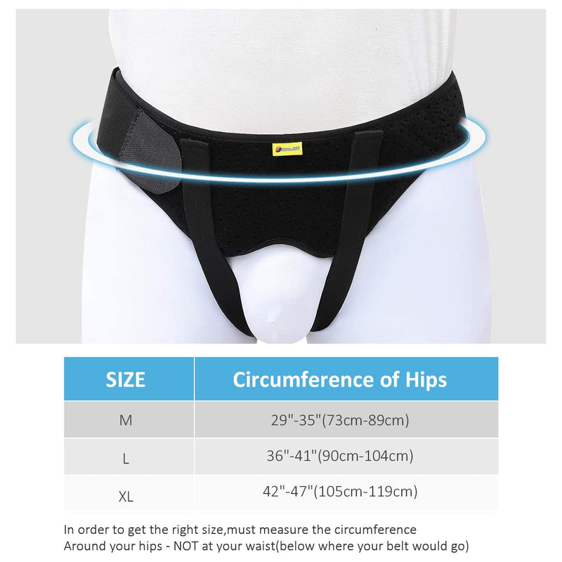 [Australia] - Tenbon Hernia Belt for Men and Women Flexible Adjustable Hernia Belt Hernia Support Pain Relief with 2 Removable Compression Pads, Black, M 