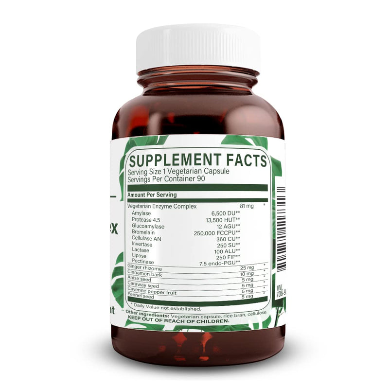 [Australia] - Natural Nutra Plant Based Digestive Enzyme Complex with Herbs, Prevents Stomach, Bloating and Gas Relief, Amylase, Bromelain, Lipase, Protease, Lactase, 90 Vegan Capsules 