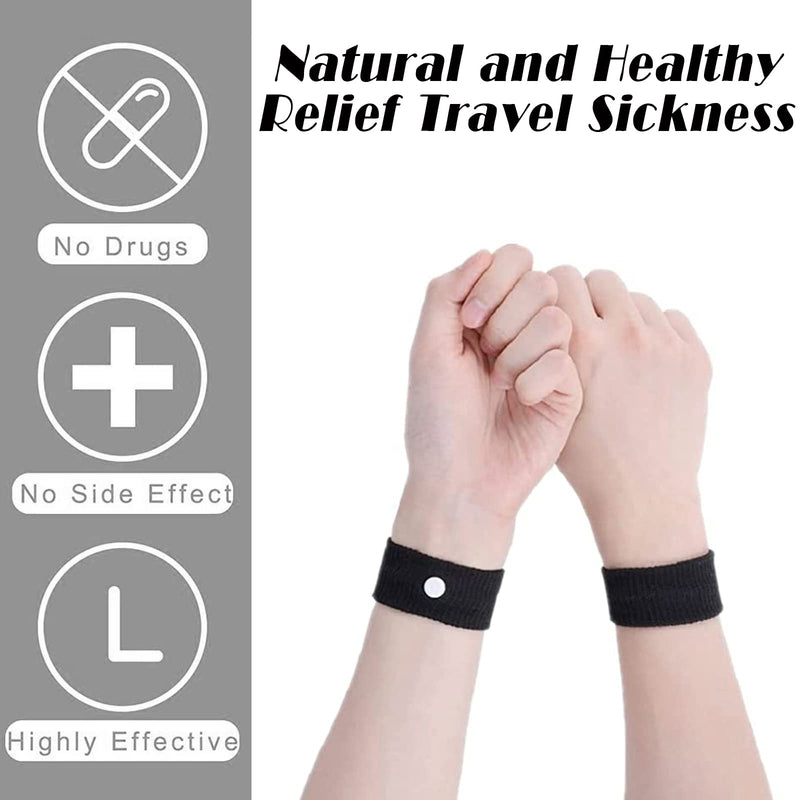 [Australia] - 2 Pairs Motion Sickness Bands for Kids, Travel Sickness Relief Bands, Anti Nausea Wristbands for Car Sea Morning Sickness, Black and Grey, 3x5 cm 4 Count (Pack of 1) 