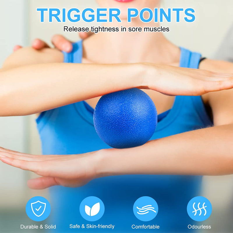 [Australia] - URAQT Spiky Massage Ball Set, 2 Pack Physical Therapy Massage Balls, Hard Lacrosse Ball & Spiky Massage Ball for Myofascial Release and Trigger Point Deep Tissue Massage 2pcs - Blue 