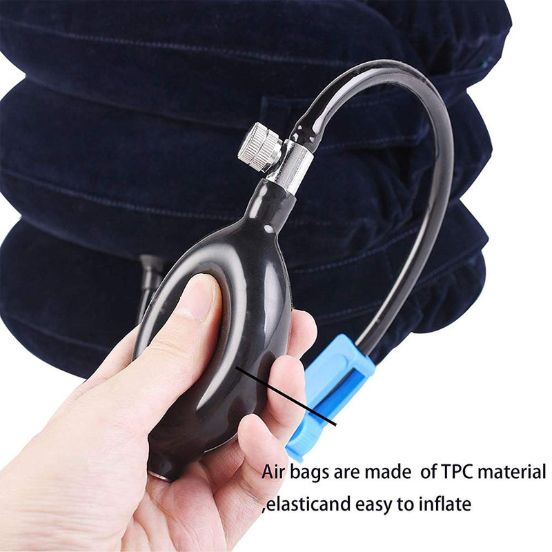 [Australia] - TEEROVA Cervical Neck Traction Collar Device Inflatable Spine Alignment Pillow Instant Pain Relief for Chronic Neck and Shoulder Pain (Blue) Blue 