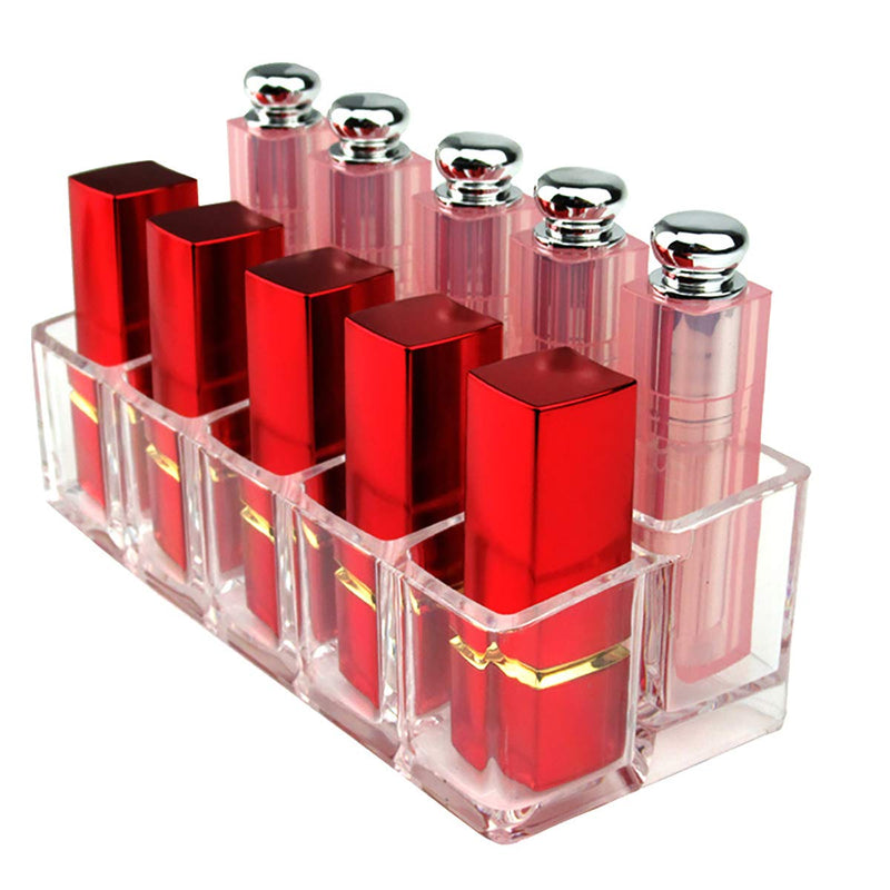 [Australia] - Lipsticks Holder Organizer 10 Spaces Makeup Lipgloss Storage Clear Display Stand Acrylic Cosmetic Vanity Holder 10 Slots 