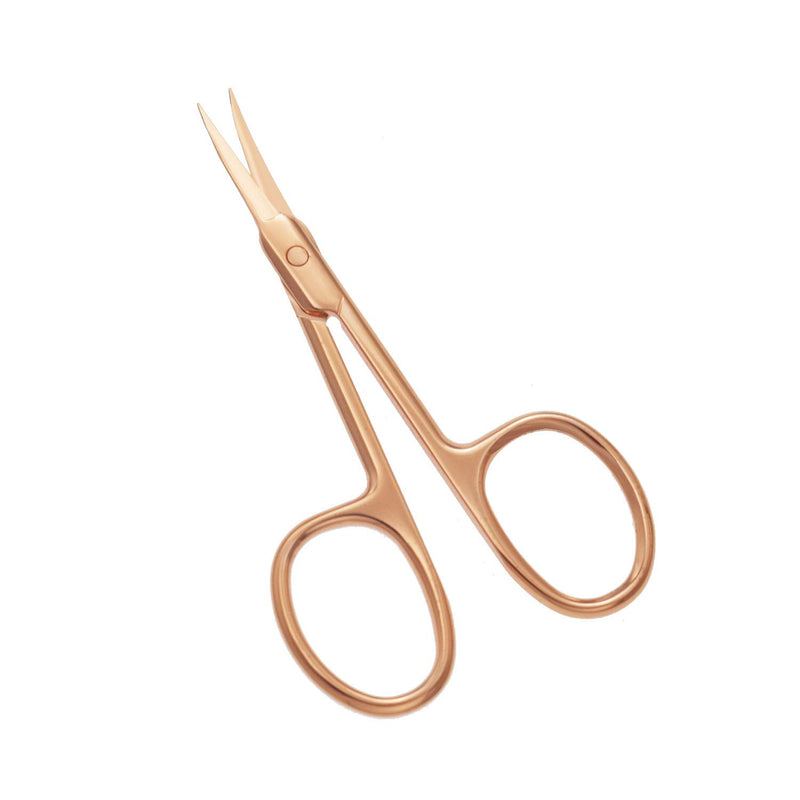 [Australia] - Motanar 2pcs Gold Silver Eyebrow Scissor Makeup Manicure Scissors Nails Cuticle Scissors Eyebrow Eyelashes Epilator Face Hair Removal Tools (Rose Gold) Rose Gold 