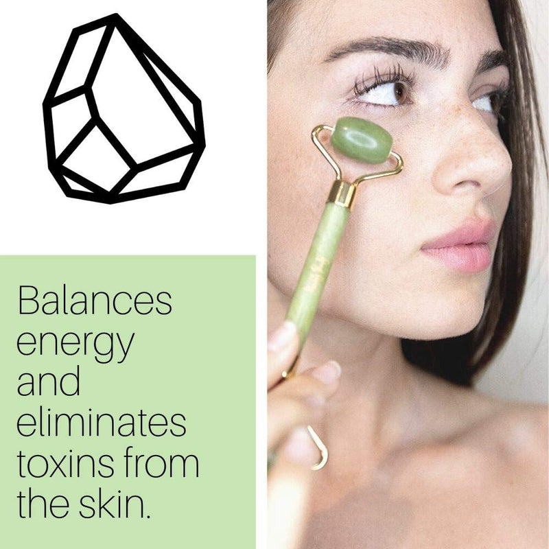 [Australia] - Muddy Body - Jade and Rose Quartz Skin Roller for Face | Natural Skin Care Massage Tool Great for Teen Girls and Self Care Gifts for women of All Ages- (1 Jade 1 Rose Quartz Stone) 2 Face Rollers 1 Jade + 1 Rose Quartz 