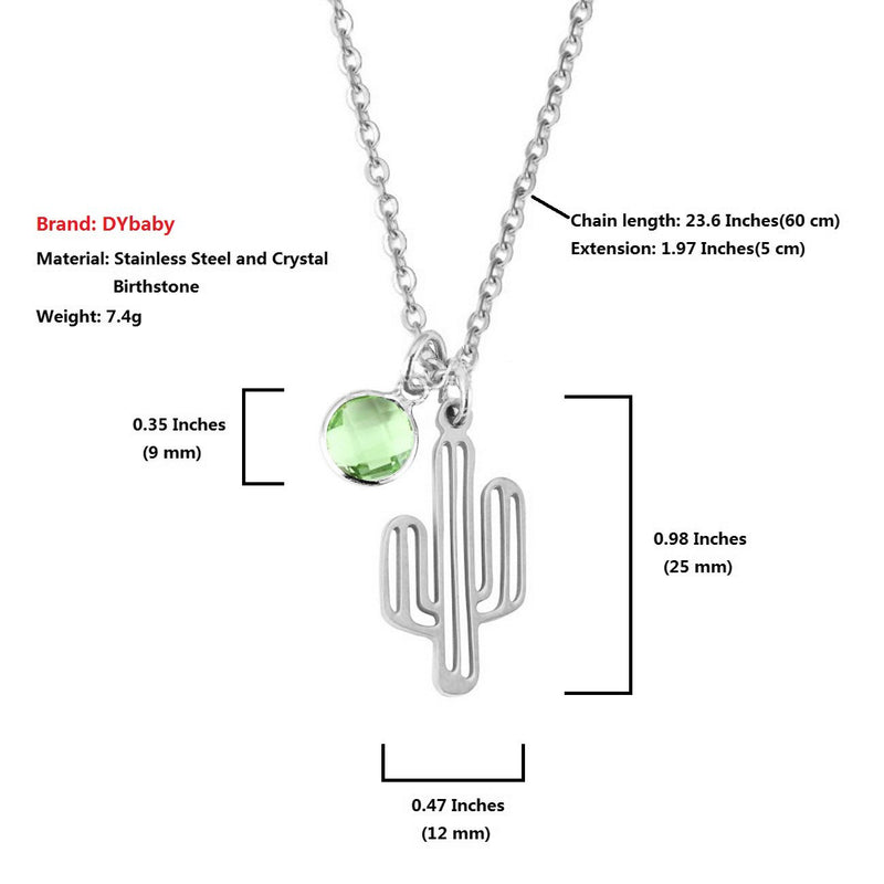 [Australia] - DYbaby Stay Sharp Cactus Necklace Polished Stainless Steel Cactus and Crystal Pendant Necklace Friendship Gift Cactus Necklace-Silver 