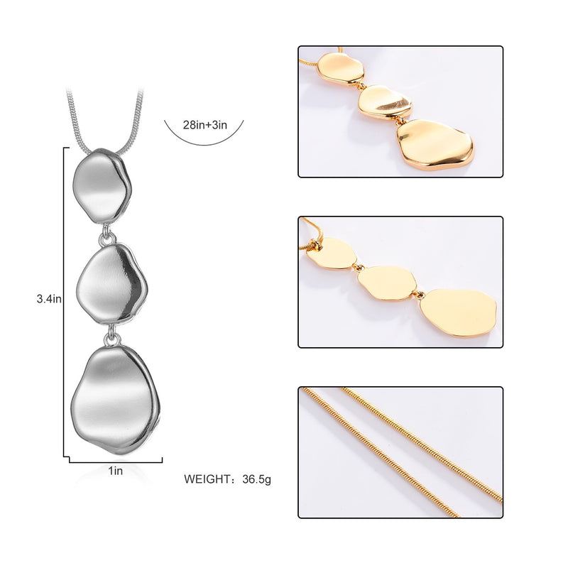 [Australia] - welbijoux Long Pendant Necklaces for Women Multi-Layer Pendant Y Necklace Set Statement Pendant Chic Jewelry for Girls silver+gold 