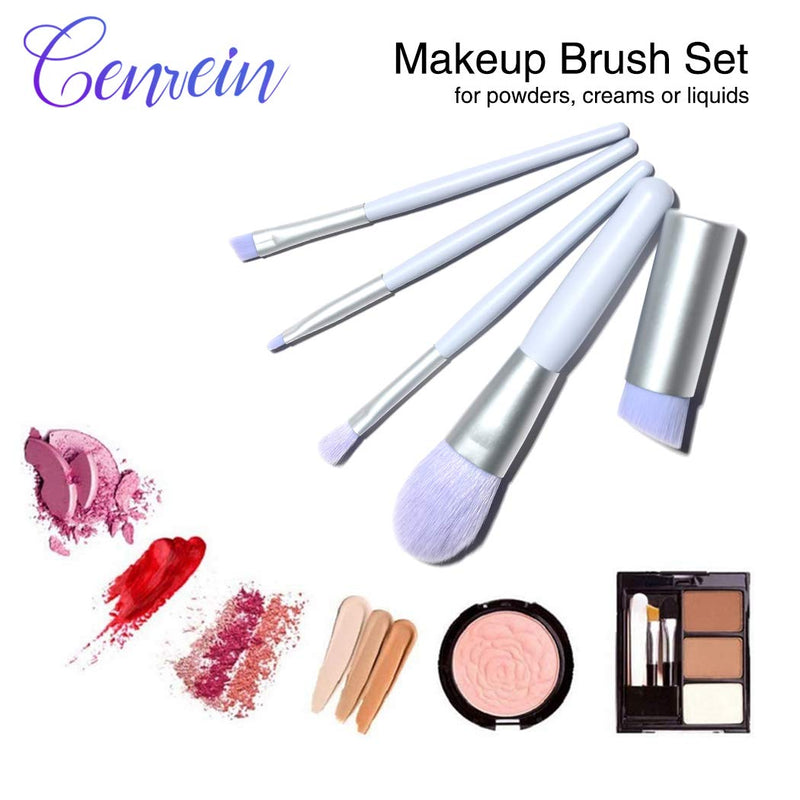 [Australia] - Small Makeup Brush Set for Powder, Eyeshadow, Eyebrow, Concealer, Blending, Premium Synthetic Makeup Brush Set of 5 for Travel 