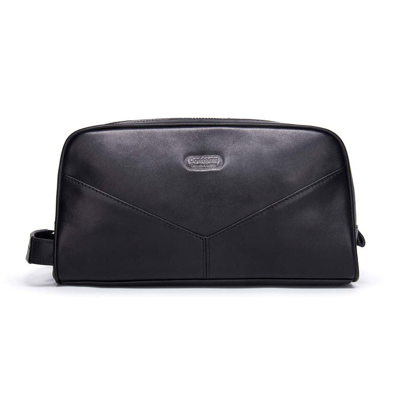 [Australia] - Contact's-Genuine Leather Toiletry Bag Travel Bag with Handle, Water-Resistant Makeup Cosmetic Bag Travel Dopp Organizer Middle 
