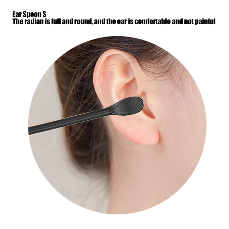 [Australia] - Ear Wax Removal Kit, 6-in-1 Ear Pick Tools Reusable Ear Cleaner Reusable Ear Cleaner Ear Wax Removal Tool Stainless Steel Ear Wax Remover with Storage Box(black) 