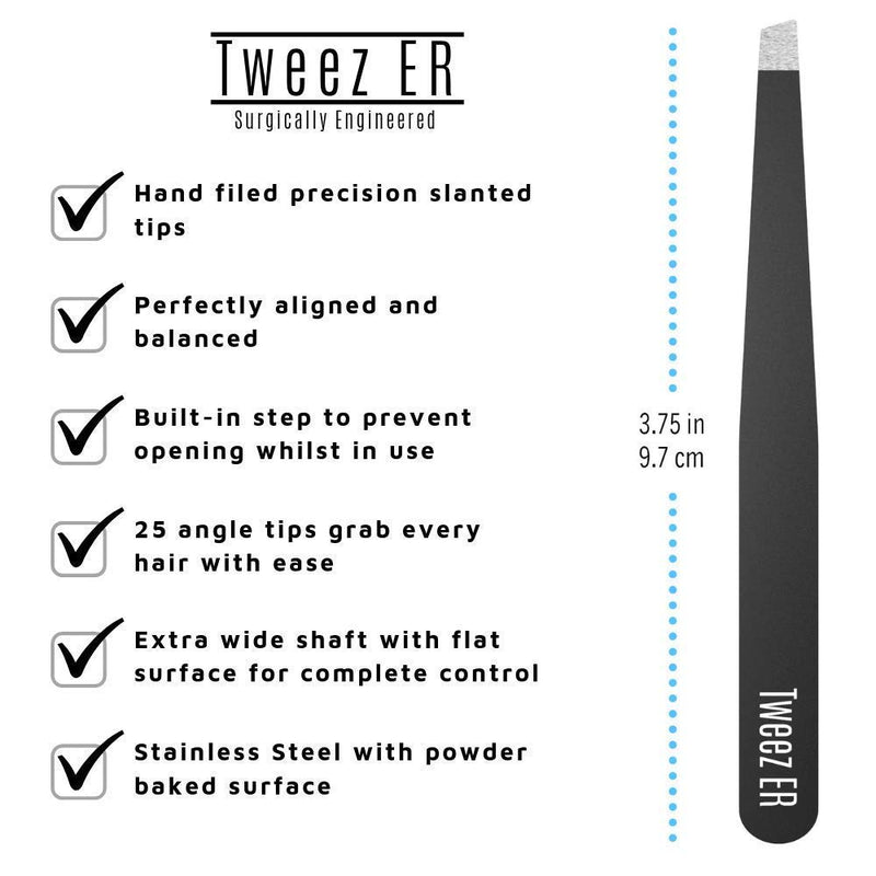 [Australia] - Tweezers for Women, Professional tweezers precision Stainless Steel with Slanted Tip, Ideal Tweezers for ingrown hair, Eyebrow Tweezers & Precision Tweezers for Your Daily Beauty Routine Black 