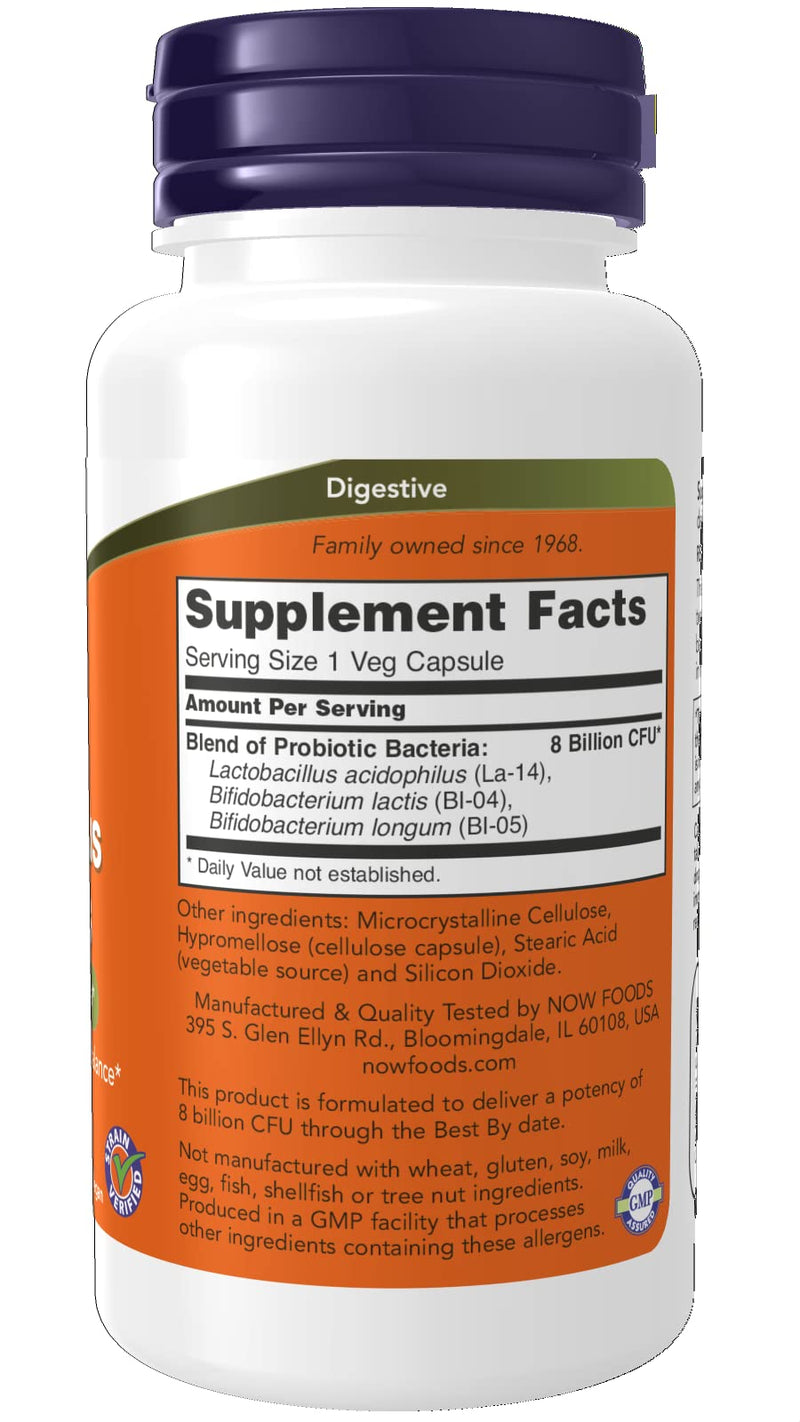 [Australia] - NOW Supplements, 8 Billion Acidophilus & Bifidus, Dairy, Soy and Gluten Free, Strain Verified, 120 Veg Capsules 