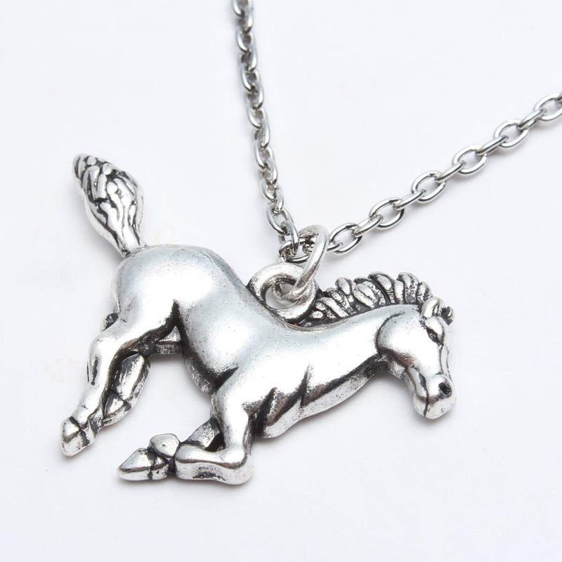 [Australia] - Silver Horse Gifts for Girl Teen Kids Necklace Stainless Steel Necklace Horse Jewelry for Women Gift 18" 