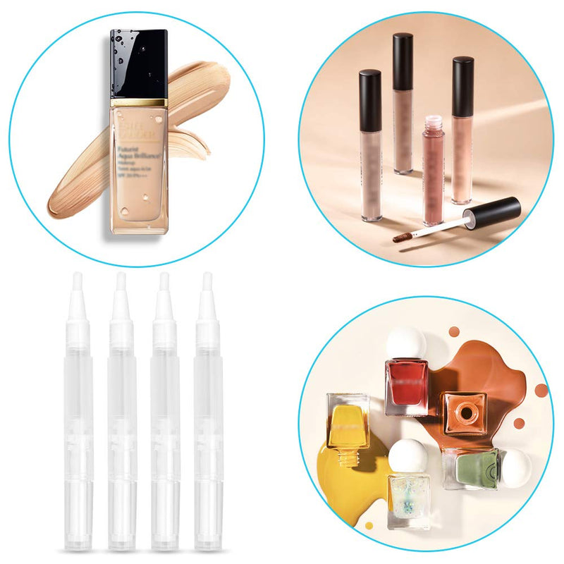 [Australia] - TANCUDER 10 PCS Empty Cuticle Oil Pen 3 ML Transparent Twist Pen Refillable Nail Polish Bottle Eyelash Growth Liquid Tube Cosmetic Container with Brush Tip for Lip Gloss Teeth Whitening Liquid Perfume 