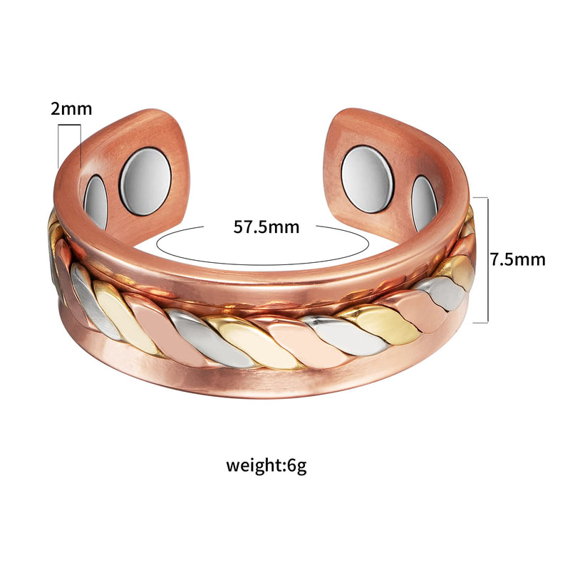 [Australia] - EnerMagiX Pure Copper Magnetic Rings for Women, Magnetic Rings, Birthday Rings Gift for Mom, Wife, Daughter, Women’s Day Gift(CPR-0208S) 