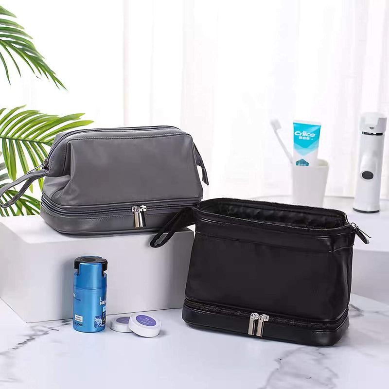 [Australia] - Waterproof Hanging Toiletry Bag Travel Case Wash Bag for Man or Woman with Handle Organizer Accessories, Shaving,Shampoo, Cosmetic, Personal Items, Healthcare, Makeup Bag (Grey) Grey 