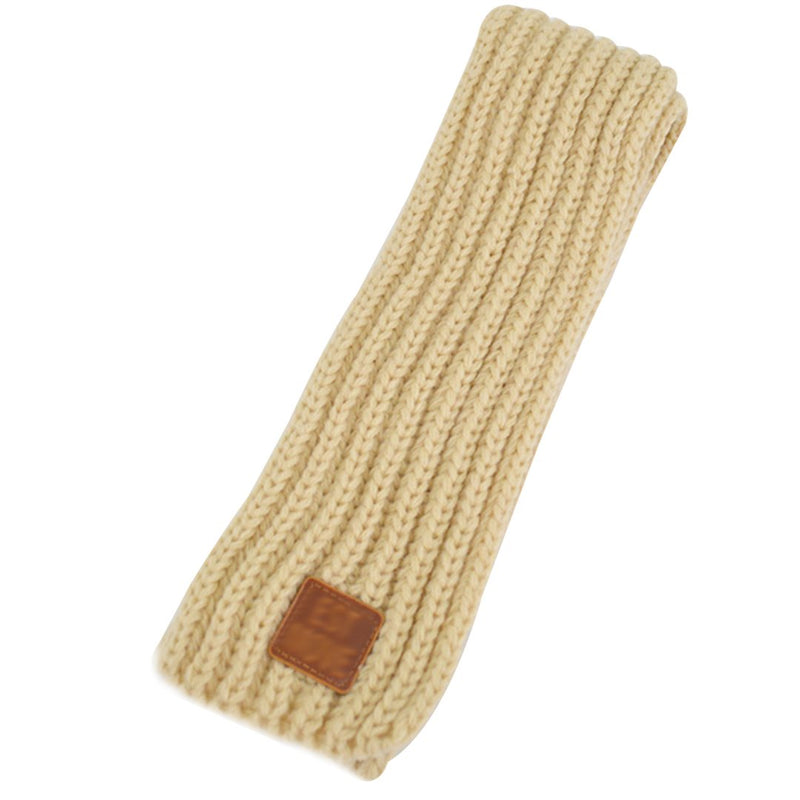 [Australia] - Queena Kids Soft Warm Knitted Scarf Solid Color Toddler Neck Warmer Beige 