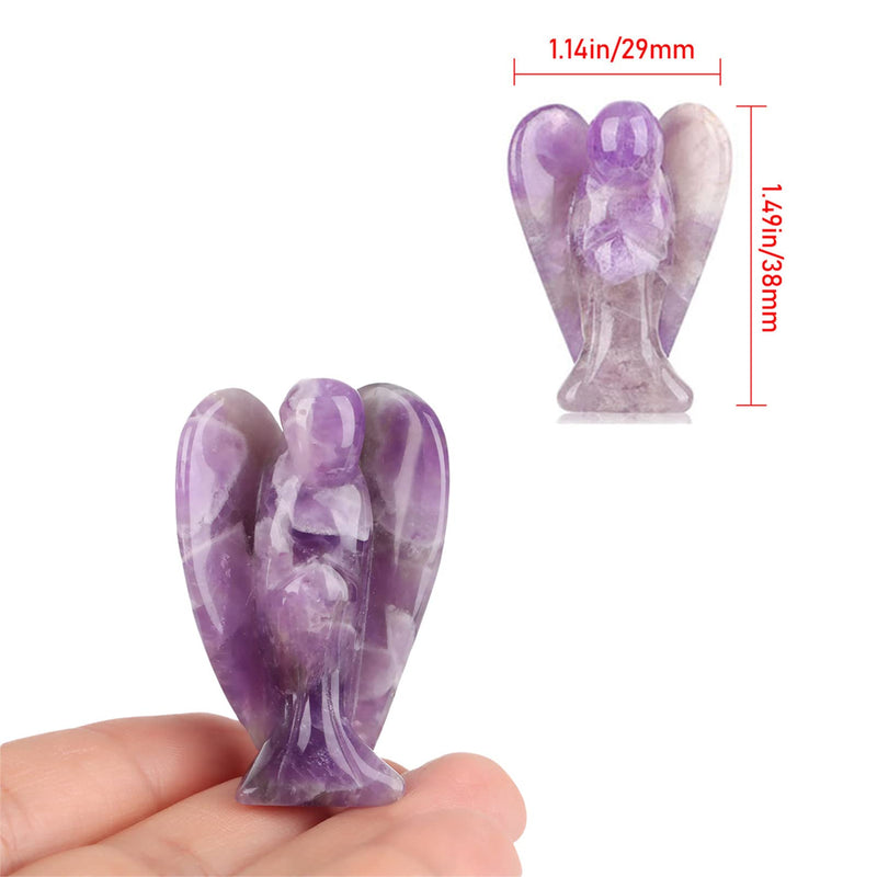 [Australia] - MEITREND Amethyst Healing Crystal Angel 1.5" Natural Guardian Angel Statue Pocket Healing Crystals and Gemstones Ornament Figurine Decoration Lucky 