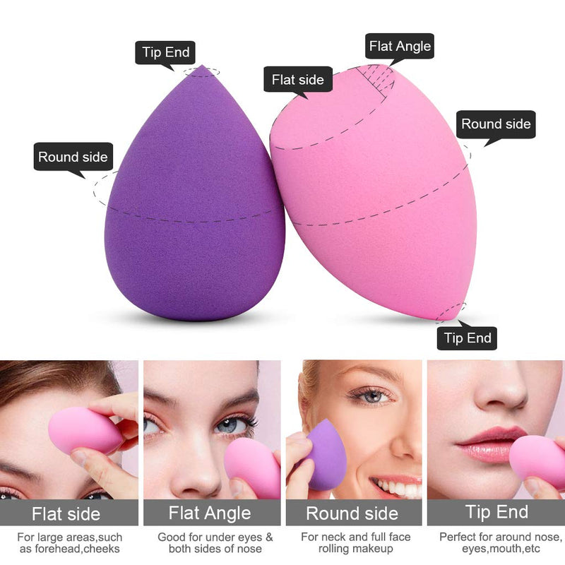 [Australia] - KELYDI Face Makeup Brushes Set, 4pcs Premium Synthetic Make-up Brush for Foundation Blush Concealer Powder with Sponges 