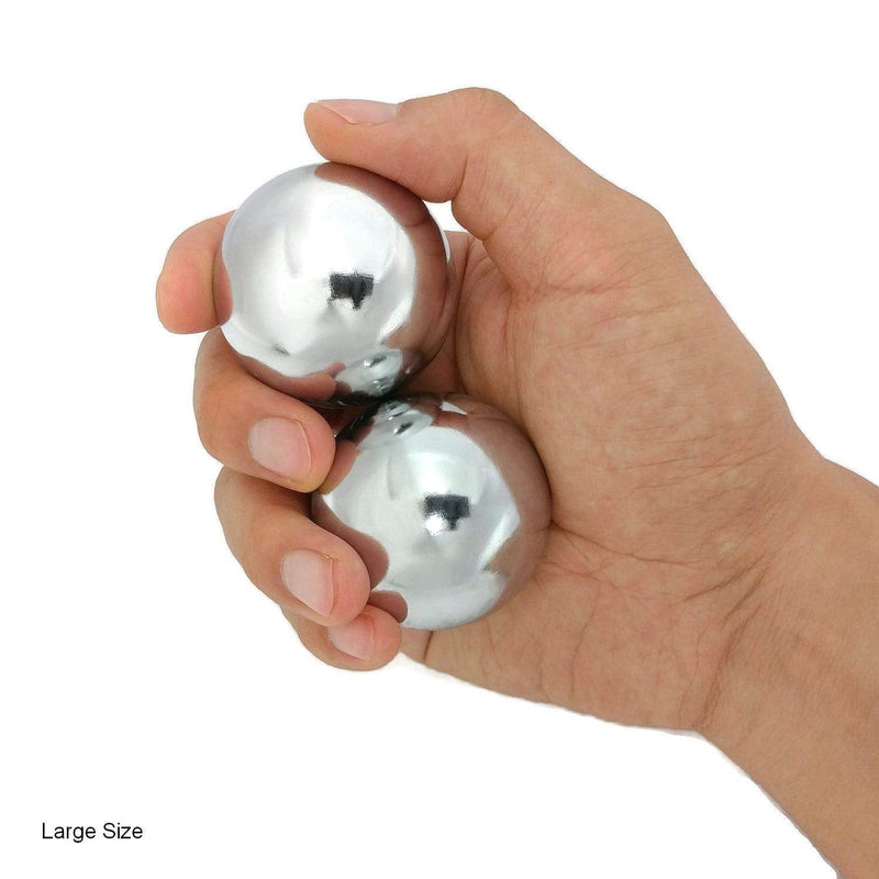 [Australia] - Top Chi Chrome Baoding Balls with Bamboo Stand. Chiming Chinese Health Balls for Hand Therapy, Exercise, and Stress Relief (Large 1.9 Inch) Large 1.9 Inch 