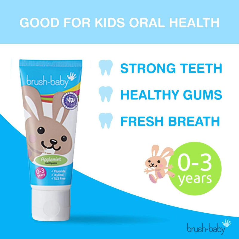 [Australia] - Brush-Baby Childrens Applemint Toothpaste with Xylitol 0-3 years 50ml (Pack of 3) 