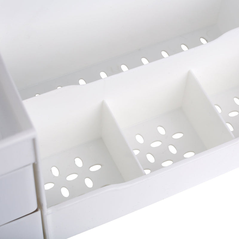 [Australia] - Mantello Makeup Organizer - Vanity Box with Drawers for Cosmetics, Jewelry, Accessories, Nail Care Essentials, Skincare Items - Multi-Purpose Plastic Tabletop Cabinet for Storage & Display - White 