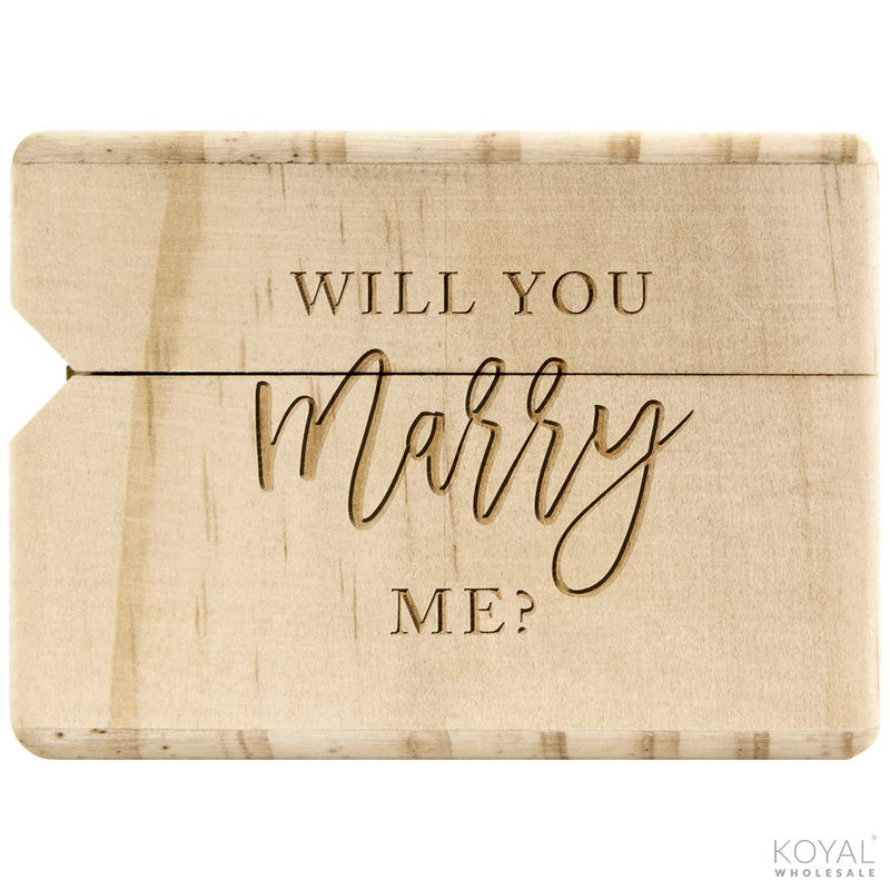 [Australia] - Koyal Wholesale Engraved Real Wood Slim Ring Box, Wedding Engagement Proposal Ring Box, Discreet Thin Ring Box With Hinge (Will You Marry Me?) Will You Marry Me? 