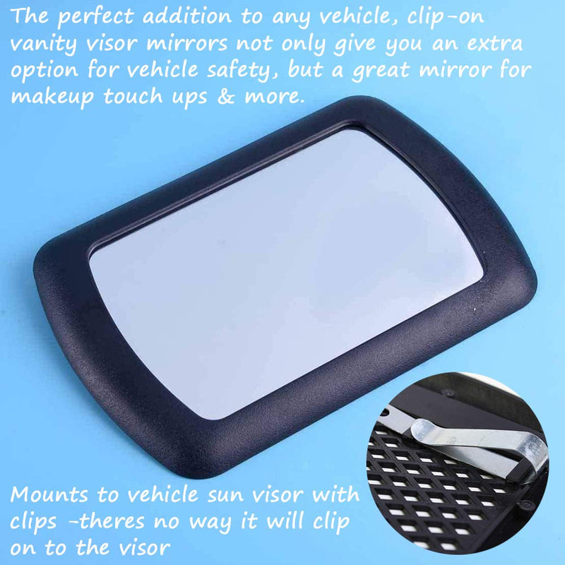 [Australia] - 2 Pack Sun Visor Mirror Clip on, WenMei Car Visor Cosmetic Vanity Mirror Clip Car Makeup Sun-Shading Cosmetic Mirror Black Deluxe Visor Mirror Auto Supplies 16.9x11cm/6.65"x4.33" (Black) 2 