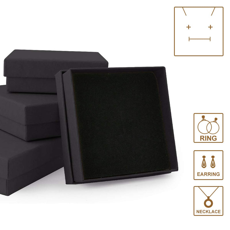 [Australia] - Sdootjewelry Kraft Jewelry Box, 24 Pack Black Square Cardboard Jewelry Gift Boxes Ring Earring Necklace Pendant Gift Boxes with Foam Insert - 3.54 x 3.54 x 1.18 Inches 