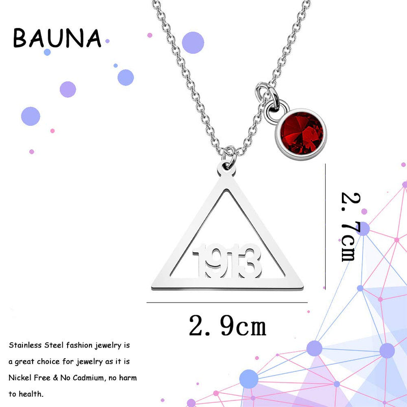 [Australia] - BAUNA Delta Sigma Theta 1913 Necklace Red Rhinestones DST Necklace Jewelry for Sorority Girls 
