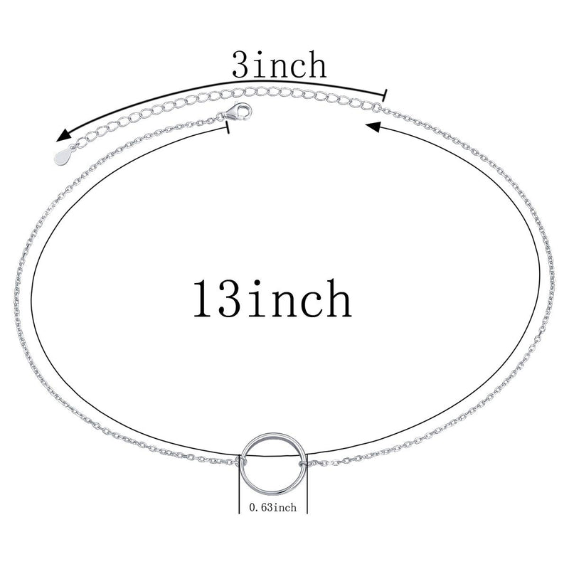 [Australia] - S925 Sterling Silver Dainty Simple Choker Necklace,Rolo Chain,Adjustable 13 inches to 16 inches 01_Circle choker 