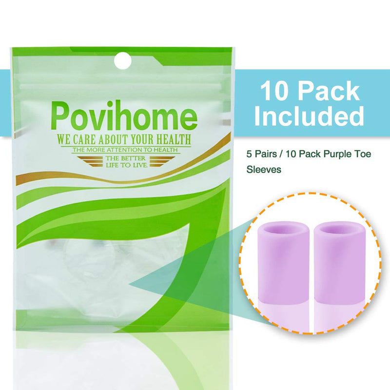 [Australia] - Povihome 10 Pack Toe Sleeves, Gel Toe Protector, Silicone Toe Cushion to Protect Blister, Corns and Calluses on Toes, Prevent Rubbing Skin Purple 2 10 Count (Pack of 1) 