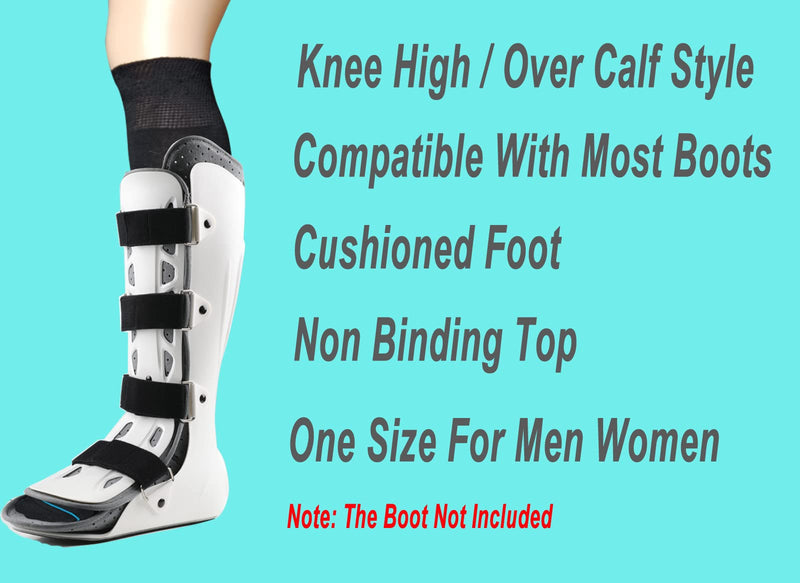 [Australia] - Walking Boot Socks Replacement Sock Liner for Orthopedic Walker Brace,Tube Socks Under Air Cam Walkers and Fracture Boot Cast Surgical Leg Cover Black 4 Pack 