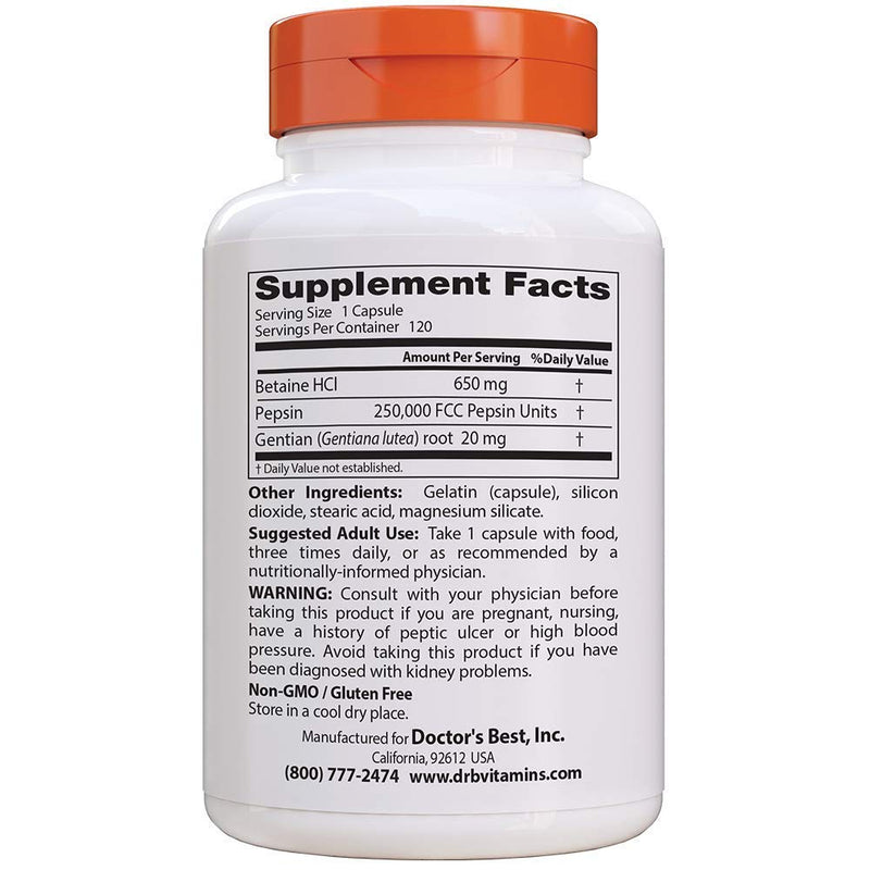 [Australia] - Doctor's Best, Betaine HCL Pepsin & Gentian Bitters 