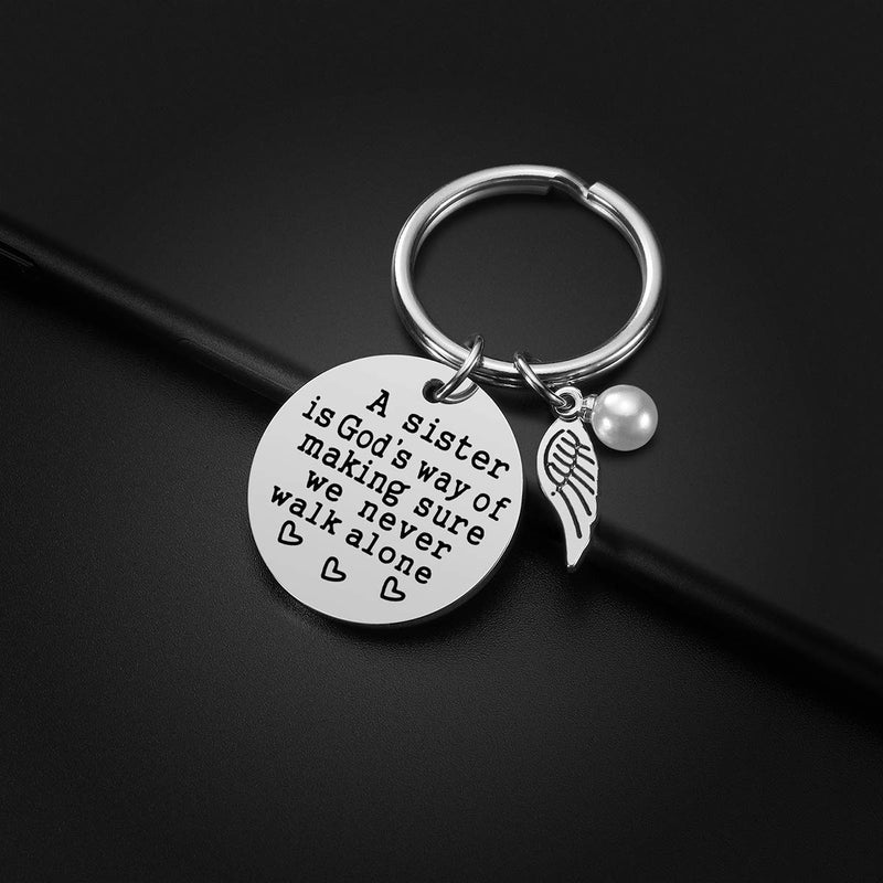 [Australia] - Sister Gift from Sister - A Sister is God's Way of Making Sure We Never Walk Alone Sister Keychain Sister Jewelry Christmas Birthday Gifts for Sisters 