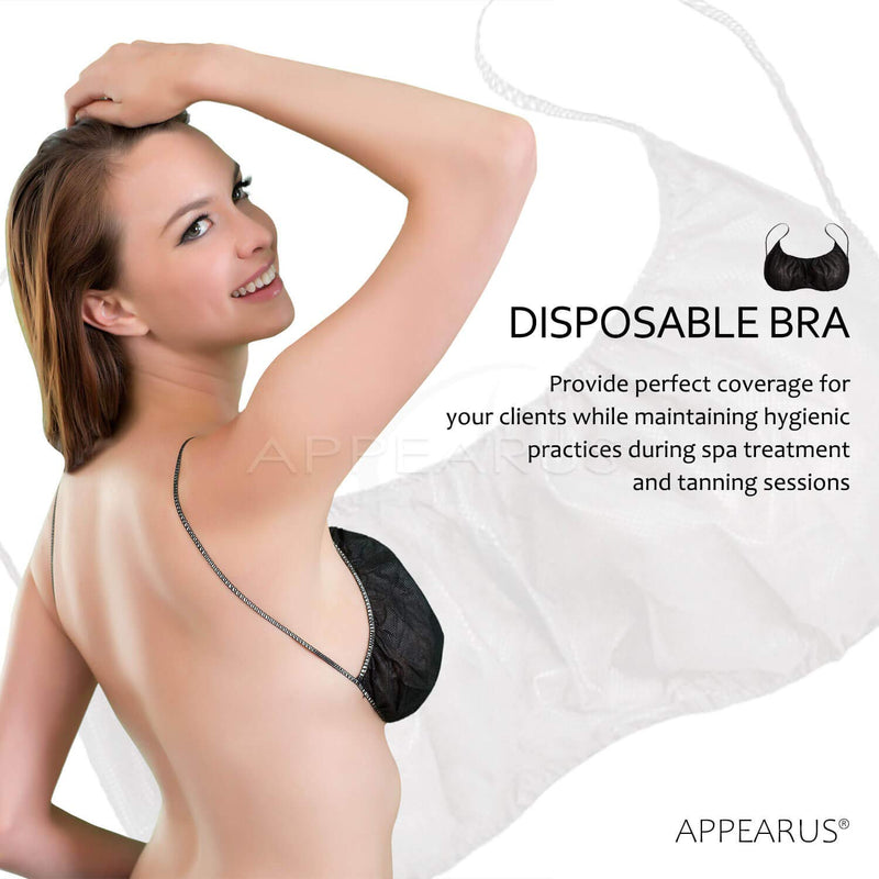 [Australia] - Appearus 50 Ct. Disposable Bras - Women's Disposable Spa Top Underwear Brassieres for Spray Tanning, Individually Pack (Black/DB101BLK) 