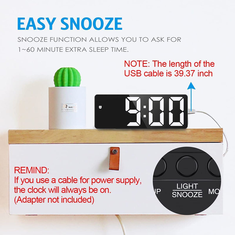 [Australia] - Digital Alarm Clock, [Upgraded Version] LED Clock for Bedroom, Electronic Desktop Clock with Temperature Display, Adjustable Brightness, Voice Control, 12/24H Display for Home, Bedroom, Office Full Black 