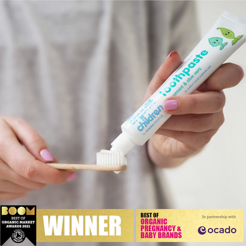 [Australia] - Green People Organic Children Spearmint & Aloe Vera Toothpaste 50ml | 100% Natural Toothpaste for Babies & Kids | Safe if Swallowed | Fluoride free & SLS free | Mint Toothpaste for Kids 