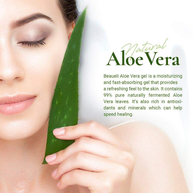 [Australia] - Beaueli Aloe Vera gel, Aloe Hand gel, After Sun, Dry Skin, Psoriasis, Acne Sensitive Skin, Natural Pure Aloe Cream, Daily Moisturizer Aloe Soothing Gel For Face, Body and Hair 