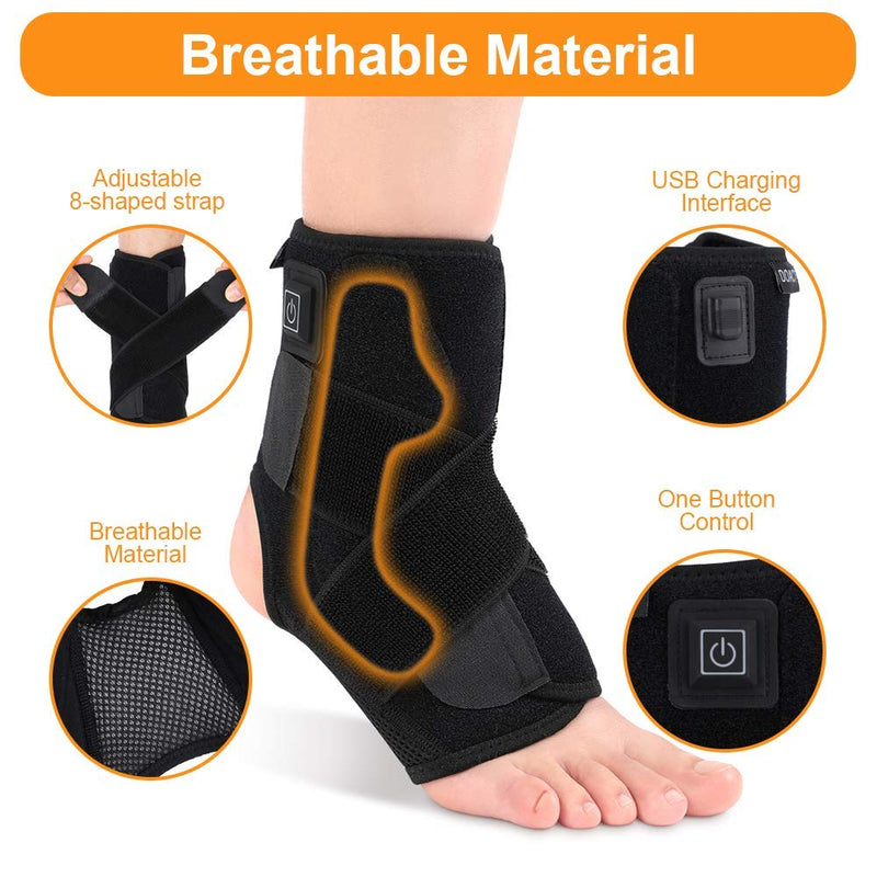 [Australia] - Ankle Warmers,Heated Ankle Brace Wrap Heated Foot Socks Hot Therapy Foot Wrap Compression Support for Achilles Tendonitis, Sprain Swelling, Arthritis, Injury Joint Recovery Fit Left and Right Foot Heated Plantar Fasciitis 