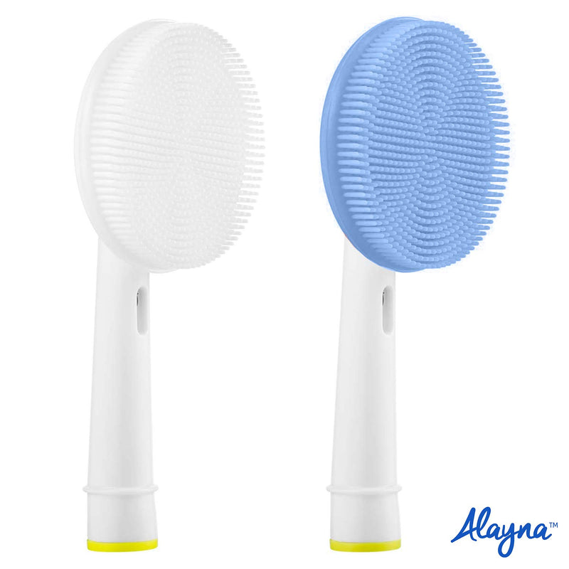 [Australia] - Facial Cleansing Brush Replacement Head Compatible with Oral B Bruan Electric Toothbrush Bases-2 Waterproof Silicone Face Spin Brushes for Cleansing, Exfoliating, Deep Cleaning & Massaging 