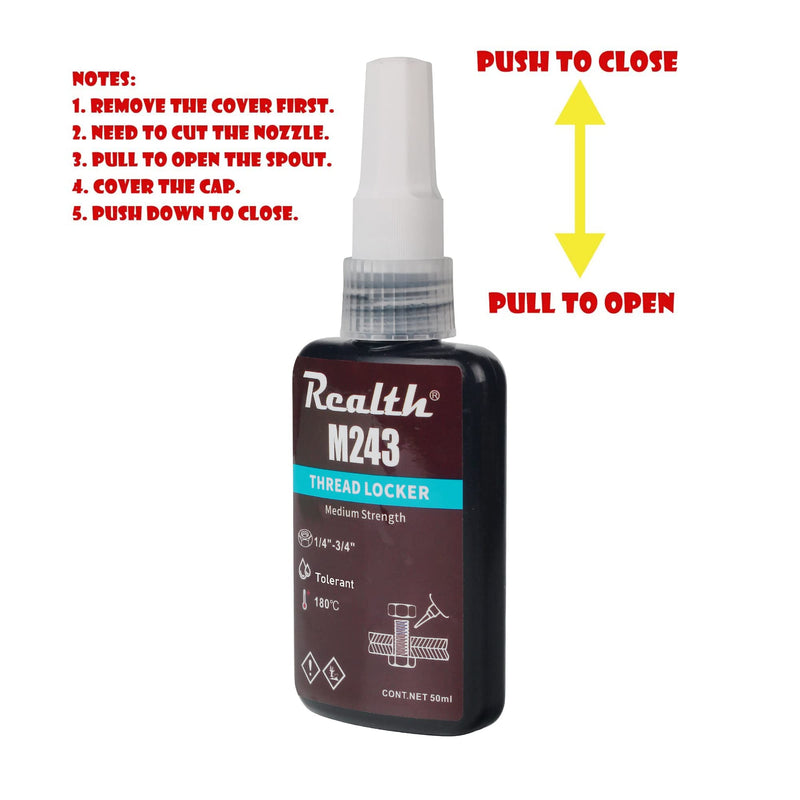 [Australia] - Realth Threadlocker M243 Medium Strength Gap Sealants 50ml Bottle Blue for Sealing The Cylindrical Components and Anti-Rust(M243) 