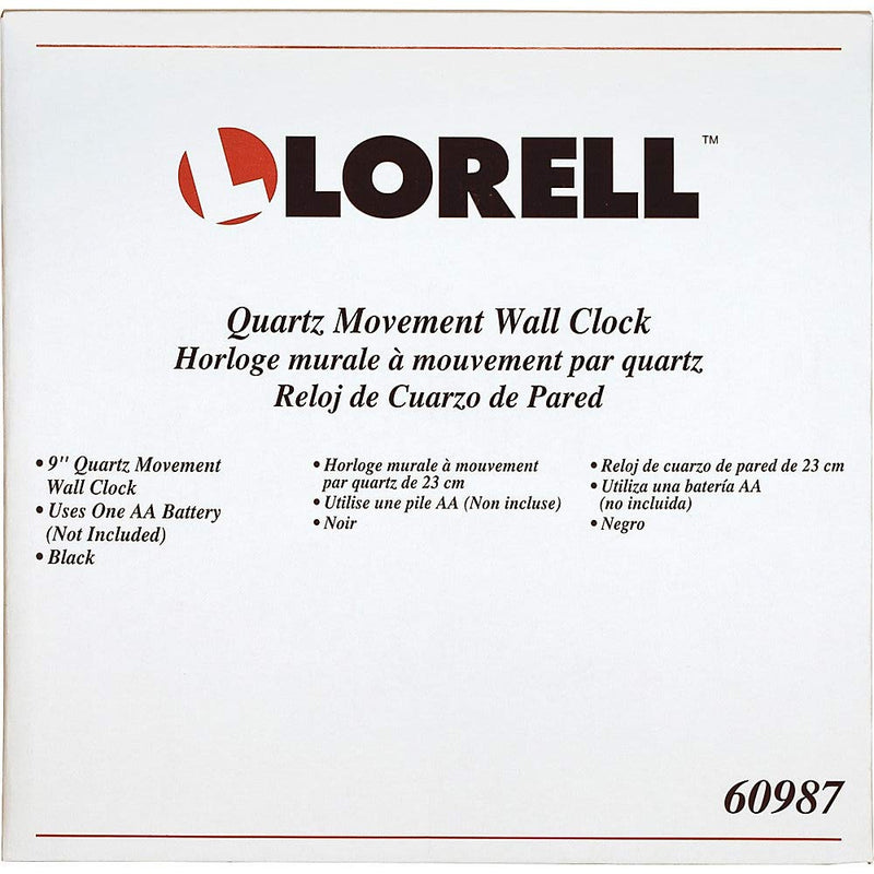 [Australia] - Lorell Wall Clock with Arabic Numerals, 9-Inch, White Dial/Black Frame 